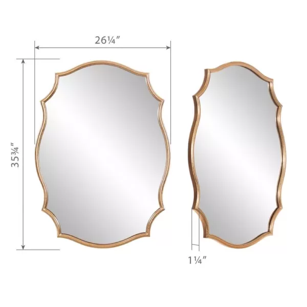 Pinnacle Medium Irregular Gold Hooks Art Deco Mirror (35.75 in. H x 26.25 in. W)