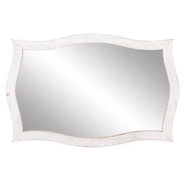 Pinnacle Medium Rectangle Whitewash Hooks Mirror (24.25 in. H x 36.75 in. W)