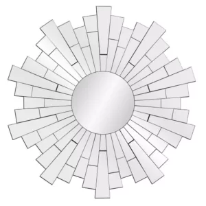 Pinnacle Medium Sunburst Silver Beveled Glass Contemporary Mirror (36 in. H x 36 in. W)