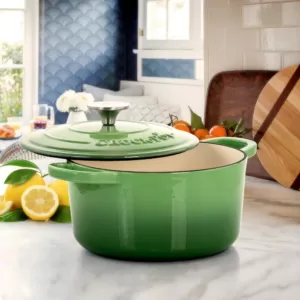 Crock-Pot Artisan 5 qt. Round Cast Iron Nonstick Dutch Oven in Pistachio Green with Lid