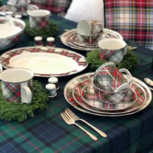 Golden Rabbit Highland Plaid 20 in. Enamelware Serving Tray