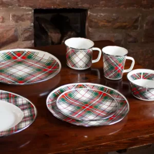 Golden Rabbit Highland Plaid 20 in. Enamelware Serving Tray