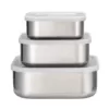 Tramontina 3Pc Stainless Steel Covered Square Container Set - Frosted Lids