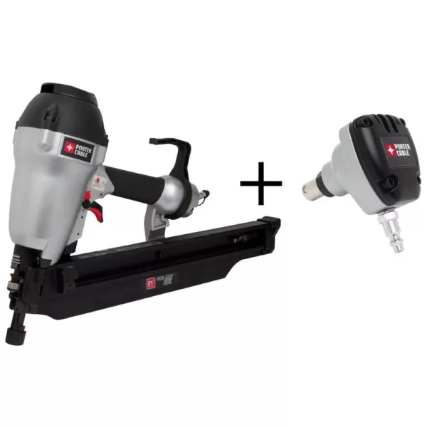 Porter-Cable Pneumatic 21-Degree 3-1/2 in. Full Round Framing Nailer with 0-Degree Mini Impact Palm Nailer