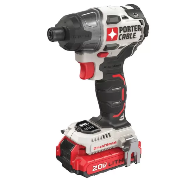 Porter-Cable 20-Volt MAX Lithium-Ion Brushless Cordless 1/4 in. Impact Driver with 2 Batteries 1.5 Ah and Charger