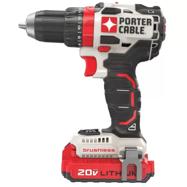 Porter-Cable 20-Volt MAX Lithium-Ion Brushless Cordless 1/2 in. Drill/Driver with 2 Batteries 1.5 Ah and Charger