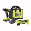 RYOBI ONE+ HP 18V Brushless Cordless Compact 1/2 in. Drill/Driver, 3/8 in. Right Angle Drill, (2) Batteries, Charger, and Bag