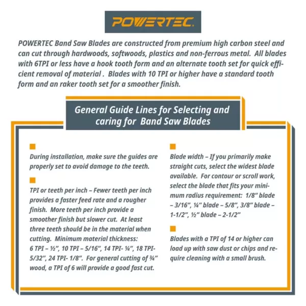 POWERTEC 59-1/2 in. x 1/8 in. x 14 TPI Band Saw Blade