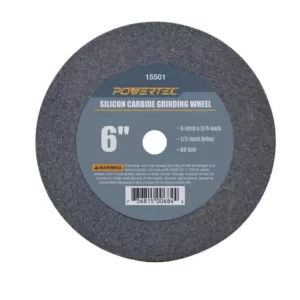 POWERTEC 6 in. x 3/4 in. x 1/2 in. 60 Grit Silicon Carbide Grinding Wheel