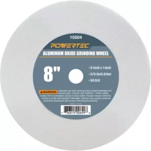 POWERTEC 8 in. x 1 in. x 5/8 in. 60 Grit White Aluminum Oxide Grinding Wheel