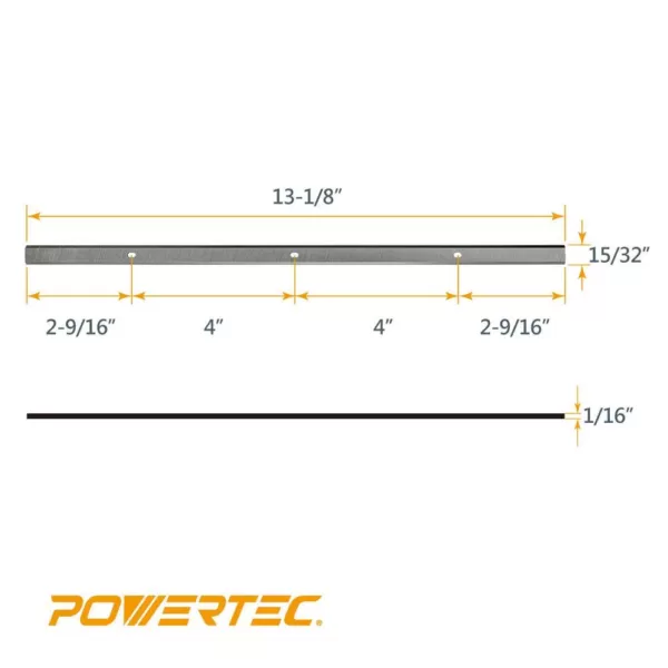 POWERTEC 13 in. High-Speed Steel Planer Knives for Delta 22-590 (Set of 3)