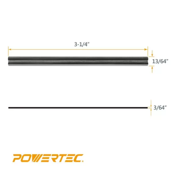 POWERTEC 3-1/4 in. High-Speed Steel Planer Blades for Ryobi ZRHPL50K 51K (Set of 2)