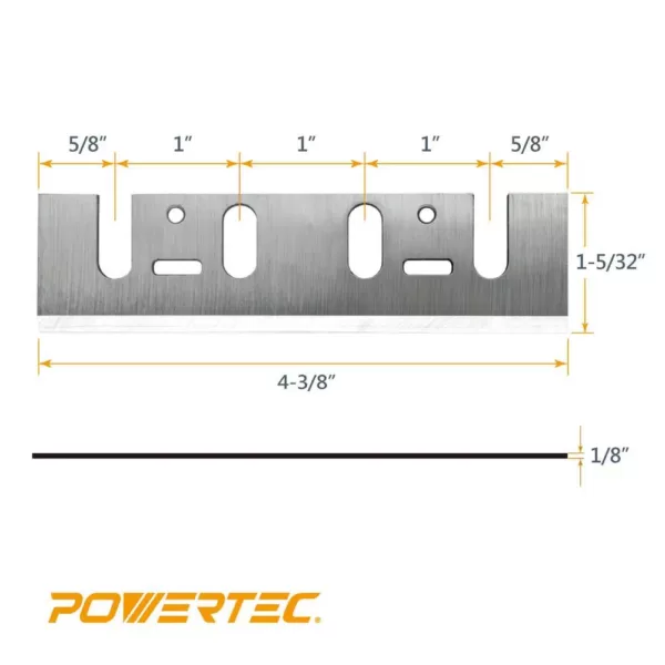 POWERTEC 4-3/8 in. HSS Planer Blades for Makita 1912B / 1805B (Set of 2)