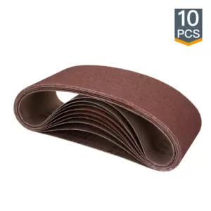 POWERTEC 4 in. x 24 in. 240-Grit Aluminum Oxide Sanding Belt (10-Pack)