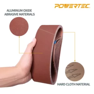 POWERTEC 3 in. x 18 in. 60-Grit Aluminum Oxide Sanding Belt (10-Pack)