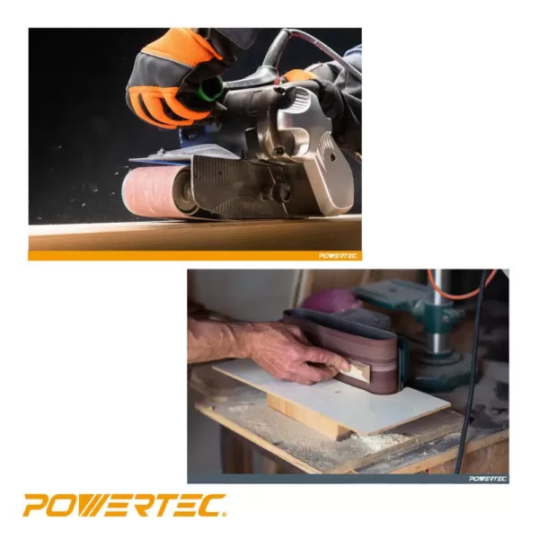 POWERTEC 3 in. x 18 in. 320-Grit Aluminum Oxide Sanding Belt (10-Pack)