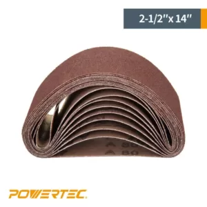 POWERTEC 2-1/2 in. x 14 in. 60-Grit Aluminum Oxide Sanding Belt (10-Pack)