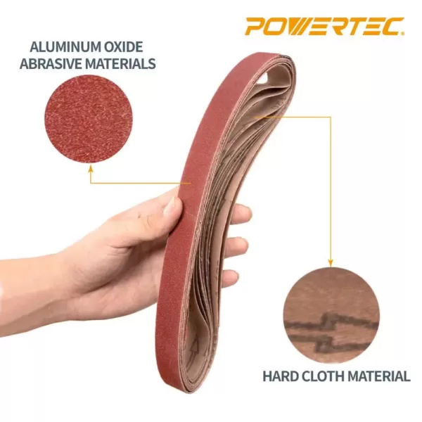 POWERTEC 1 in. x 42 in. 120-Grit Aluminum Oxide Sanding Belt (10-Pack)