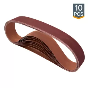 POWERTEC 2 in. x 42 in. 60-Grit Aluminum Oxide Sanding Belt (10-Pack)