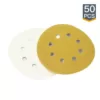 POWERTEC 5 in. 8 Hole 100 Grit Gold Hook and Loop Sanding Discs (50-Pack)