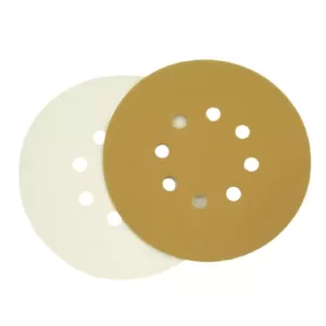 POWERTEC 6 in. 8 Hole 60-Grit Hook and Loop Sanding Discs in Gold (50-Pack)