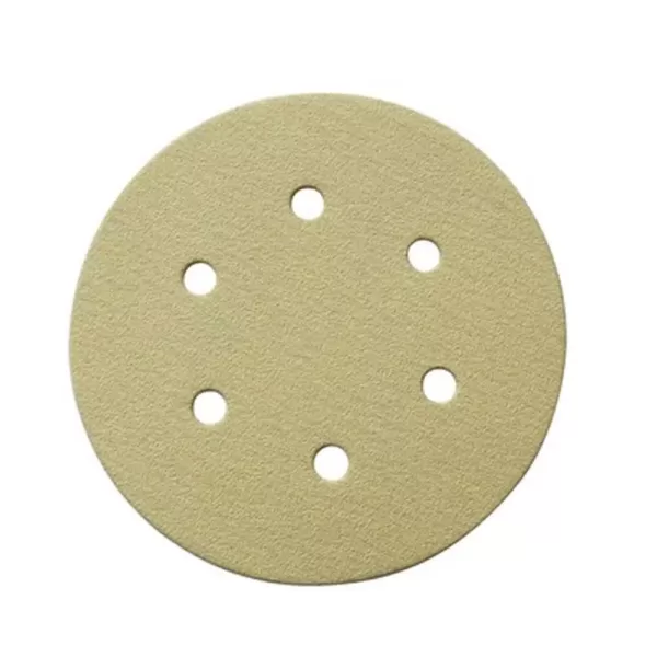 POWERTEC 6 in. 6-Hole 120-Grit Hook and Loop Sanding Discs in Gold (50-Pack)