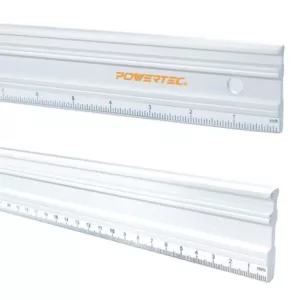 POWERTEC 18 in. Anodized Aluminum Straight Edge Ruler Etched in Both Millimeter and Inch Calibrations