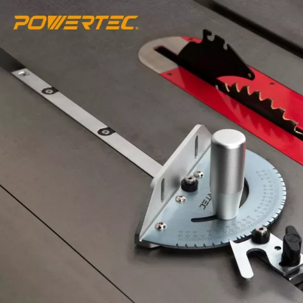 POWERTEC Universal Table Saw Miter Gauge Assembly Miter Gauge with 27 Angle Stops