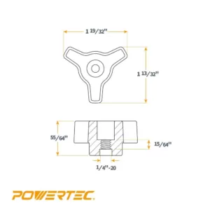 POWERTEC 1/4-20 in. x 1-1/2 in. Bolts, Washers, T-Track Knobs (10-Set)