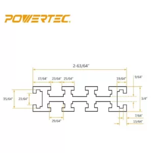 POWERTEC 36 in. x 3 in. Aluminum Universal Multi T-Slot Tracks