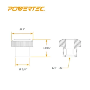 POWERTEC 1/4 in.-20 Round Thru Knob (5-Pack)