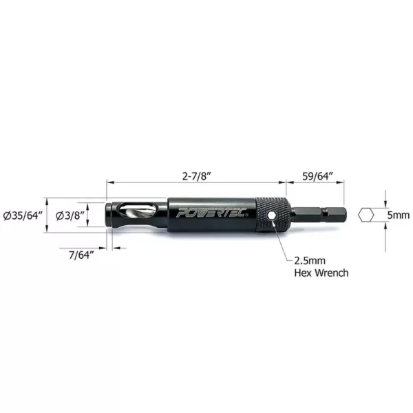 POWERTEC Self Centering Steel Drill Bit with 5 mm Hex Shank