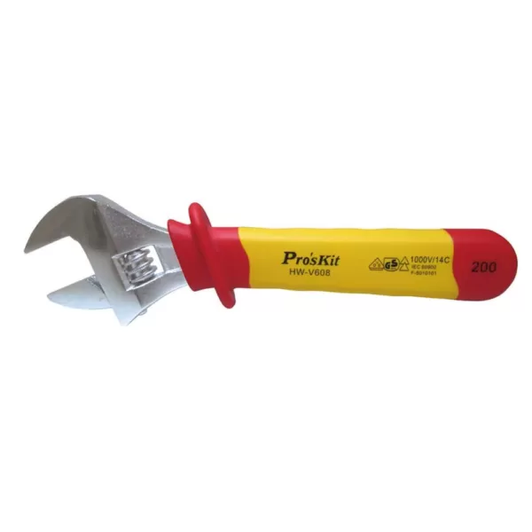 Pro'sKit 8 in. VDE 1000-Volt Insulated Adjustable Wrench