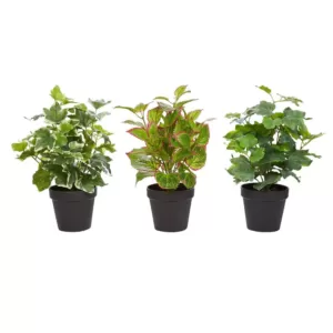 Pure Garden 13.5 in. Assorted Faux Foliage Arrangement (Set of 3)