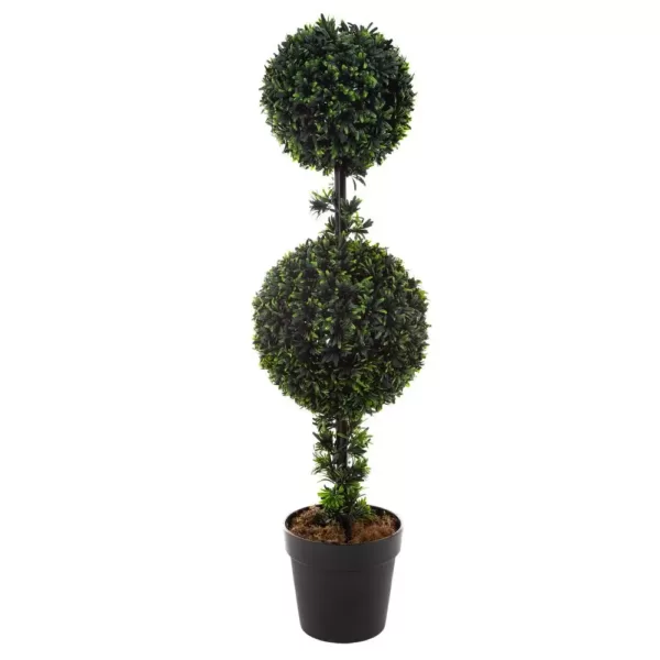 Pure Garden 36 in. Artificial Double Ball Podocarpus Topiary