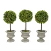 Pure Garden 12.5 in. Faux Boxwood Topiary Arrangement with Decorative Urn (Set of 3)