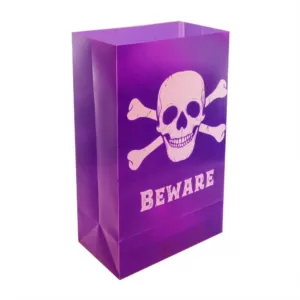 LUMABASE Skull and Crossbones Plastic Luminary Bags (12-Count)