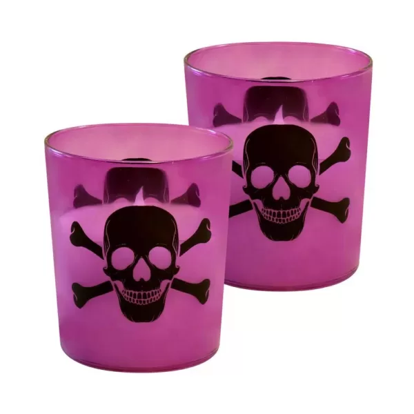 LUMABASE Skull and Crossbones Battery Operated LED Candles (2-Count)