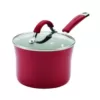 Rachael Ray Cucina 2 qt. Aluminum Nonstick Sauce Pan in Cranberry Red with Glass Lid