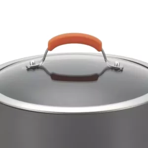 Rachael Ray Classic Brights 5 qt. Hard-Anodized Aluminum Nonstick Saute Pan in Orange and Gray with Glass Lid