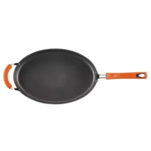 Rachael Ray Classic Brights 5 qt. Hard-Anodized Aluminum Nonstick Saute Pan in Orange and Gray with Glass Lid