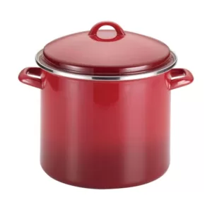 Rachael Ray Classic Brights 12 qt. Steel Stock Pot in Red with Lid