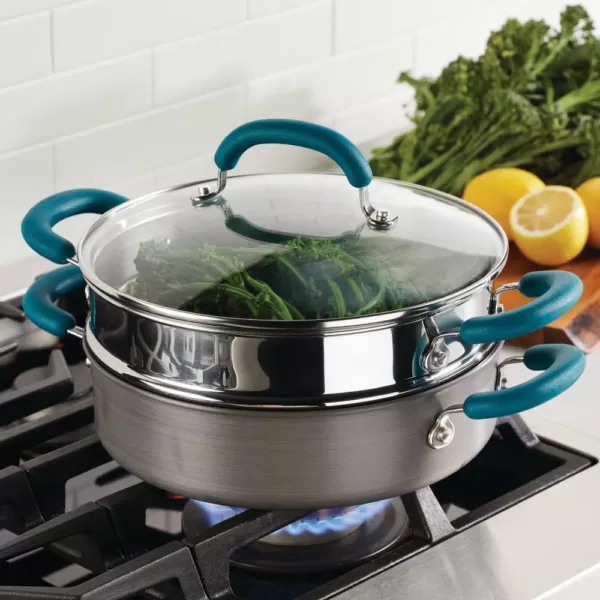 Rachael Ray 3 qt. Create Delicious Hard Anodized Aluminum Nonstick Steam Set, Gray