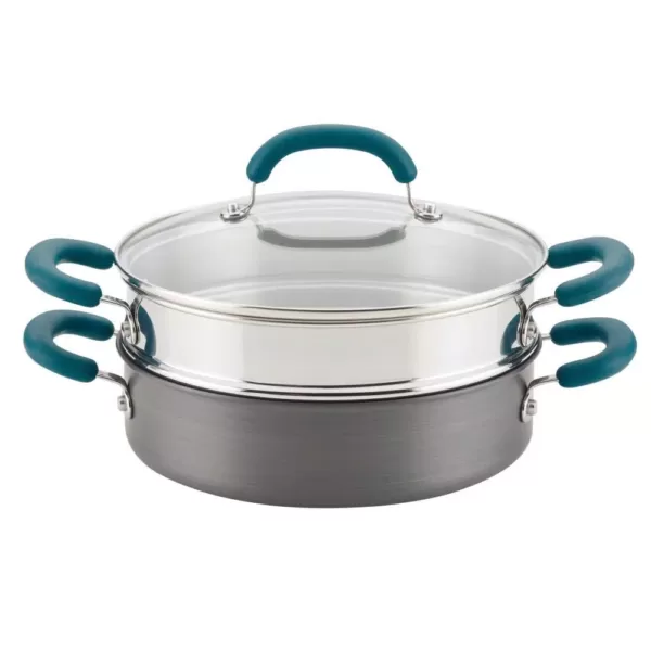 Rachael Ray 3 qt. Create Delicious Hard Anodized Aluminum Nonstick Steam Set, Gray