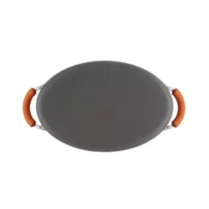 Rachael Ray Classic Brights 8 qt. Hard-Anodized Aluminum Nonstick Stock Pot in Orange and Gray with Glass Lid