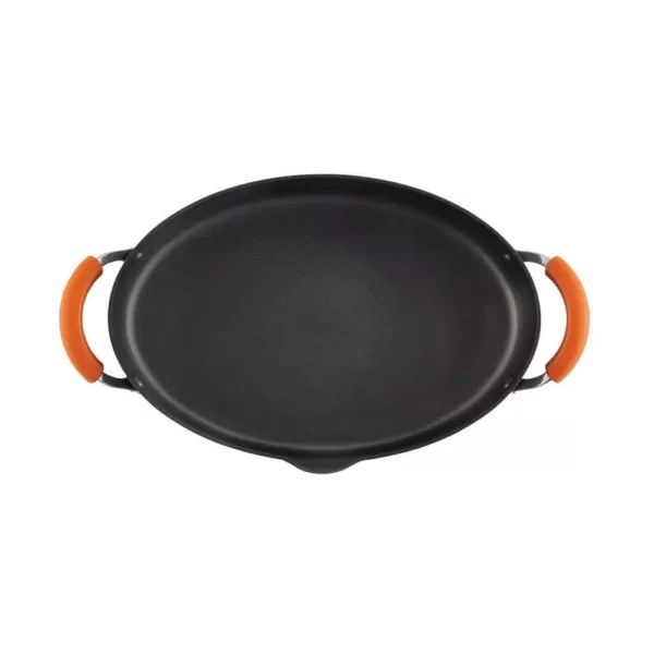 Rachael Ray Classic Brights 8 qt. Hard-Anodized Aluminum Nonstick Stock Pot in Orange and Gray with Glass Lid