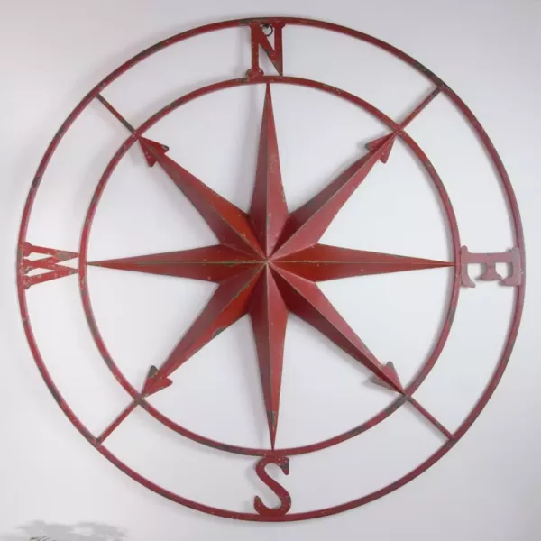 3R Studios 41 in. Dia. Compass Rose Metal Wall Plaque