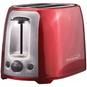 Brentwood Appliances 1-Cup Red Coffee Maker with Mug and 2-Slice Red Extra-Wide Slot Toaster