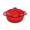 Classic Cuisine 6 qt. Round Cast Iron Nonstick Casserole Dish in Red with Lid