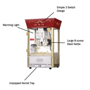 Great Northern 8 oz. Popcorn Red Antique Style Popcorn Popper Machine